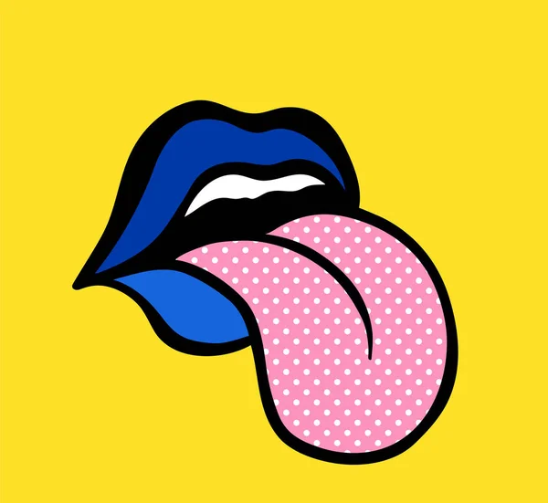 Pop Art Vecteur Parlant Lèvres Rouges Femme Sexy Bouche Semi — Image vectorielle