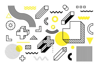 Evrensel eğilim yarım ton geometrik şekiller kümesi