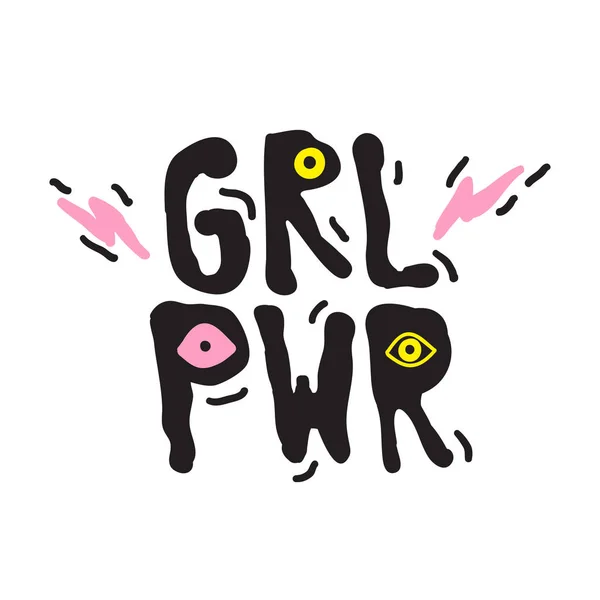 Grl Pwr kort citaat. Girl Power schattig illustratie — Stockvector