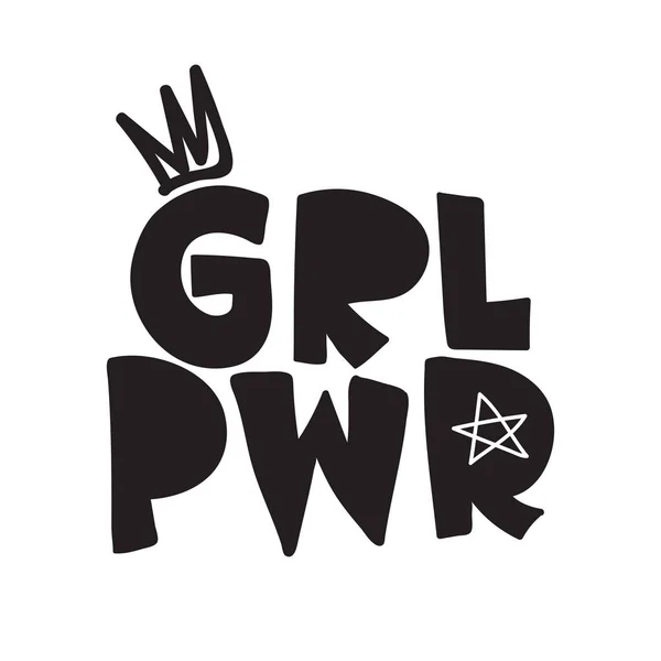 Grl Pwr kort citaat. Girl Power schattig illustratie — Stockvector