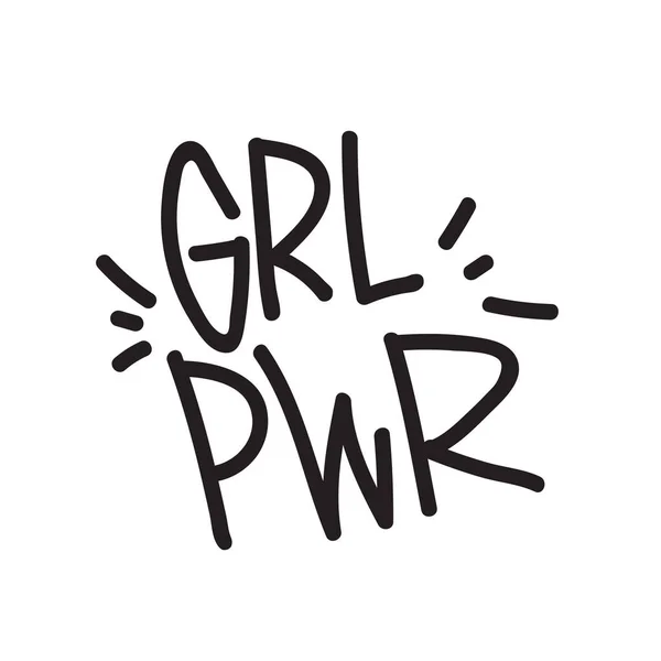GRL PWR short quote. Girl Power cute hand drawing illustration — Stock Vector