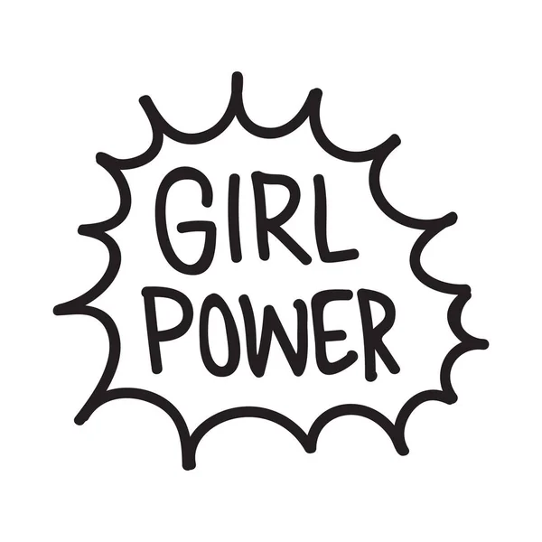 Grl Pwr kort citaat. Girl Power schattig hand tekenen van illustratie — Stockvector