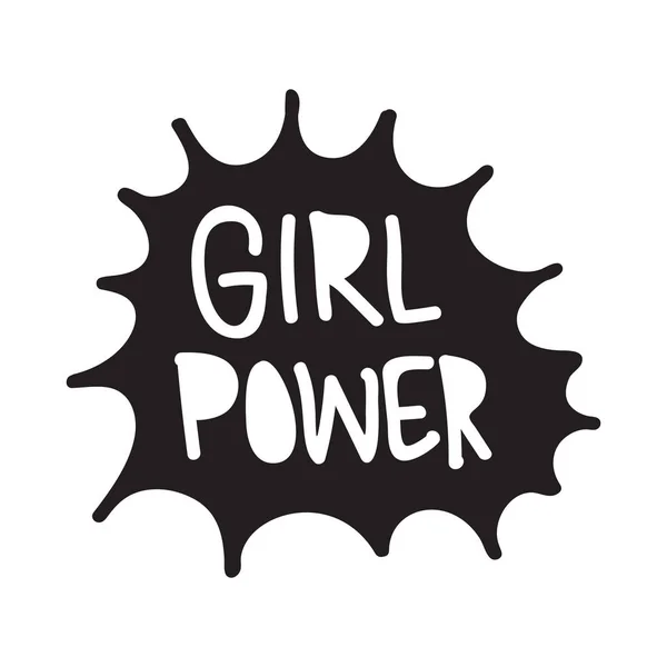 Grl Pwr kort citaat. Girl Power schattig hand tekenen van illustratie — Stockvector