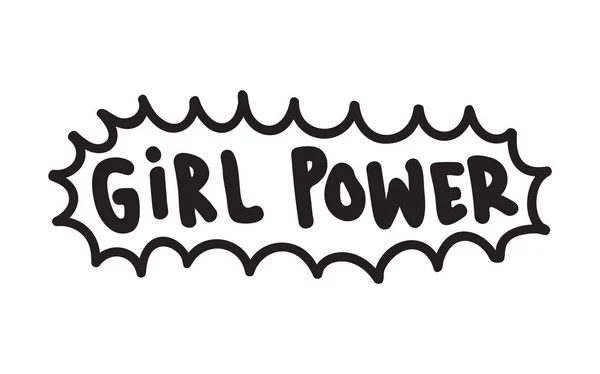 Grl Pwr kort citaat. Girl Power schattig hand tekenen van illustratie — Stockvector