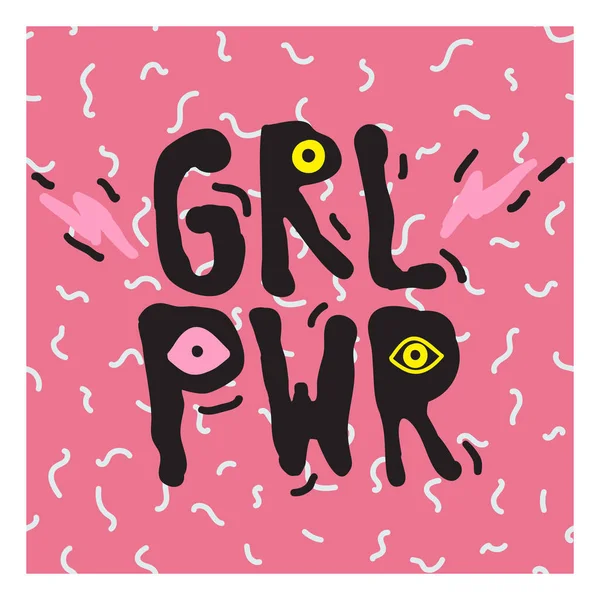 Grl pwr Kurzzitat. Mädchen Macht niedlich Hand Zeichnung Illustration — Stockvektor