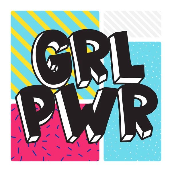 GRL PWR citation courte. Girl Power illustration de dessin à la main mignon — Image vectorielle