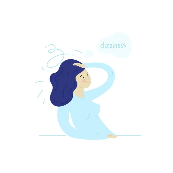 Sick stressed dizzy person Vector hand drawn illustration