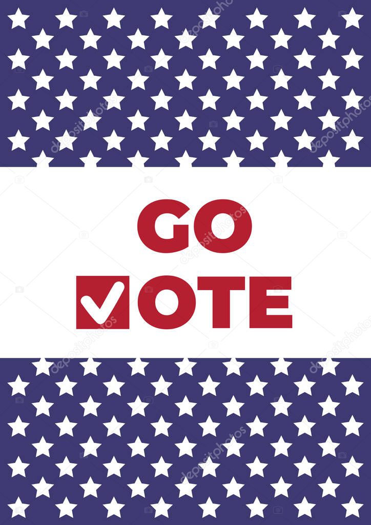 Go vote poster. Red Check marks icon