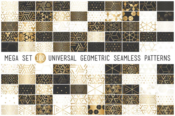 100 ユニバーサル グラデーション黄金幾何学的ベクトルのシームレス パターン — ストックベクタ