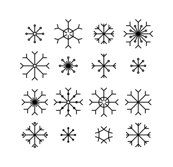 Conjunto de iconos de copo de nieve aislado sobre fondo blanco — Archivo Imágenes Vectoriales