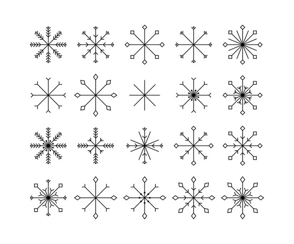 Иконки снежинки на белом фоне — стоковый вектор