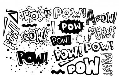 Pow retro koleksiyonu. Vektör el çizilmiş yazı alıntısı
