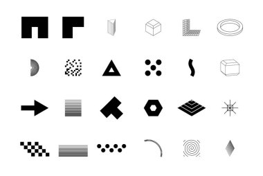 Logo, billboard için ayarlanmış trendy geometrik şekiller