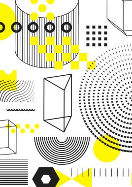 Parlak kalın geometrik elemanlar ile poster