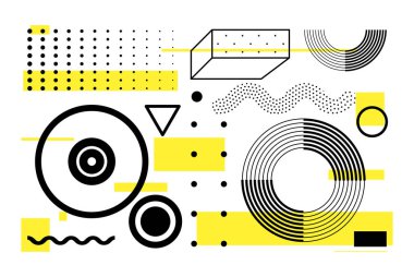 Evrensel eğilim yarım ton geometrik şekiller kümesi