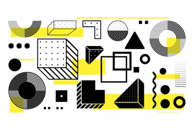 Evrensel eğilim yarım ton geometrik şekiller kümesi