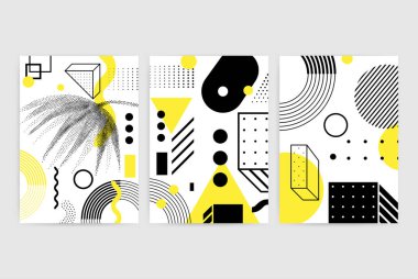 Parlak, kalın geometrik elemanlar içeren posterler