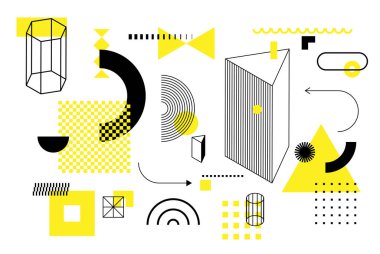 Evrensel eğilim yarım ton geometrik şekiller kümesi 