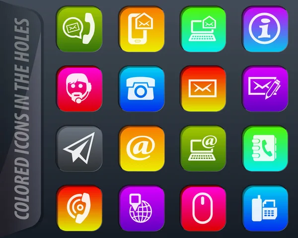Contáctenos Vector Iconos Colores Los Agujeros Adaptan Fácilmente Cualquier Fondo — Archivo Imágenes Vectoriales