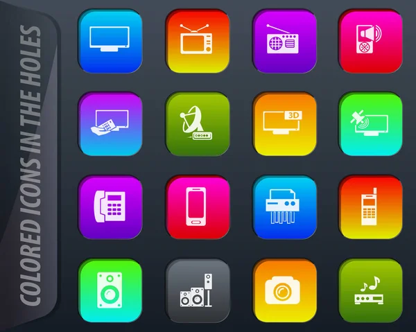 Appareils Ménagers Icônes Colorées Dans Les Trous Adaptent Facilement Importe — Image vectorielle