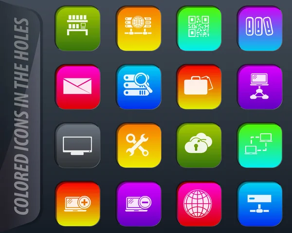 Internet Server Nätverk Färgade Ikoner Hålen Enkelt Anpassas Till Någon — Stock vektor