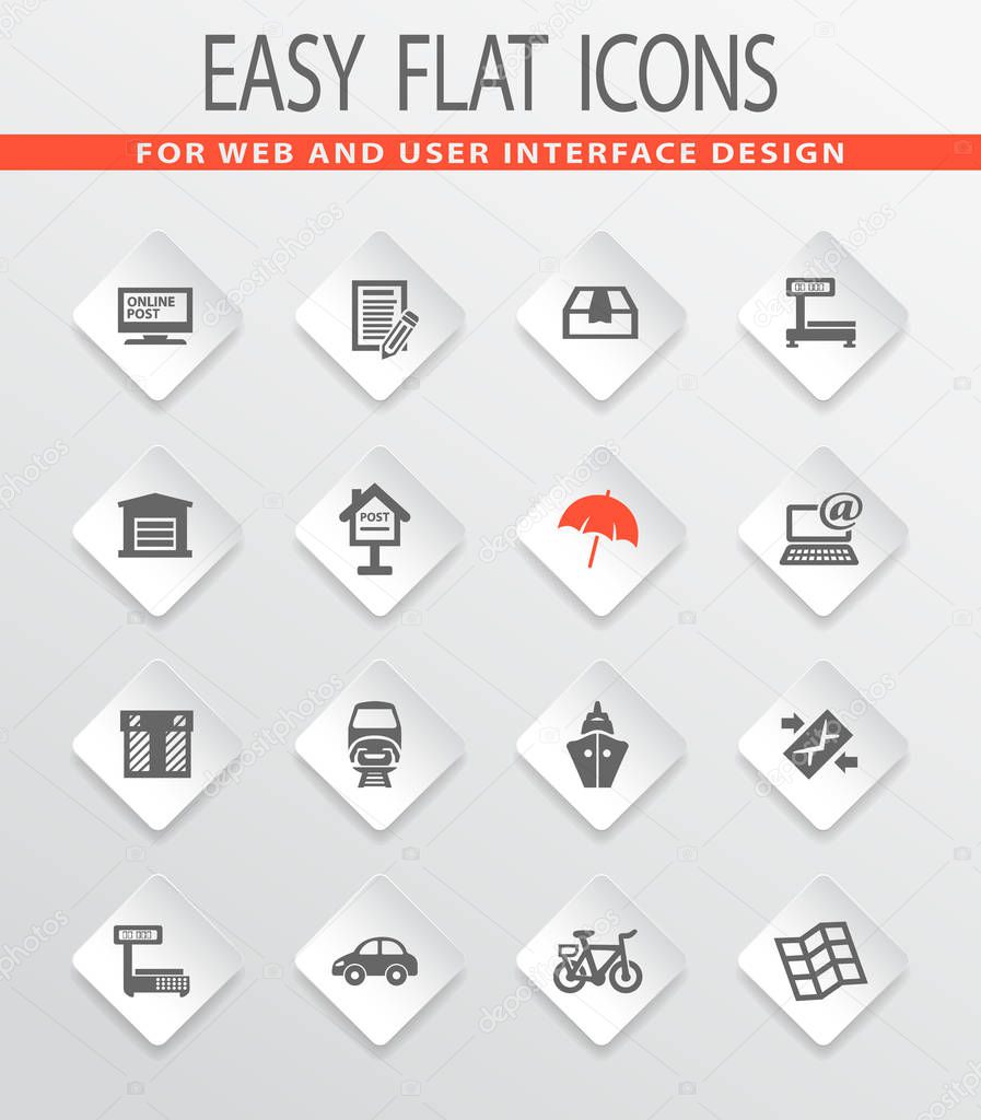 Post service flat icons set for web sites and user interface