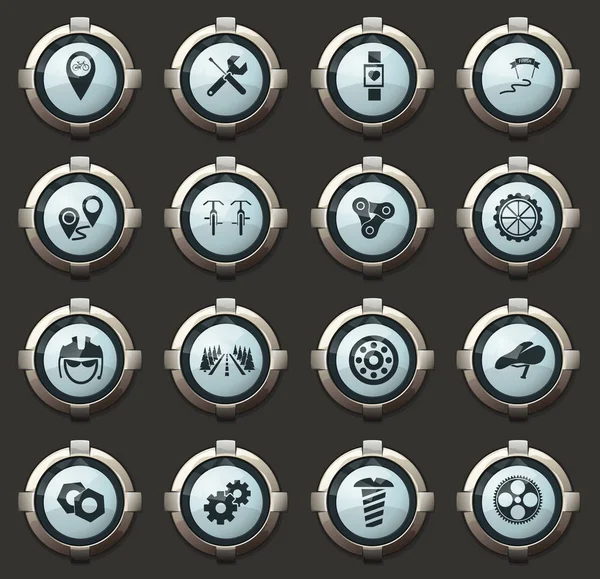 Cykel Symboler Vektorn Eleganta Runda Knappar För Mobila Applikationer Och — Stock vektor