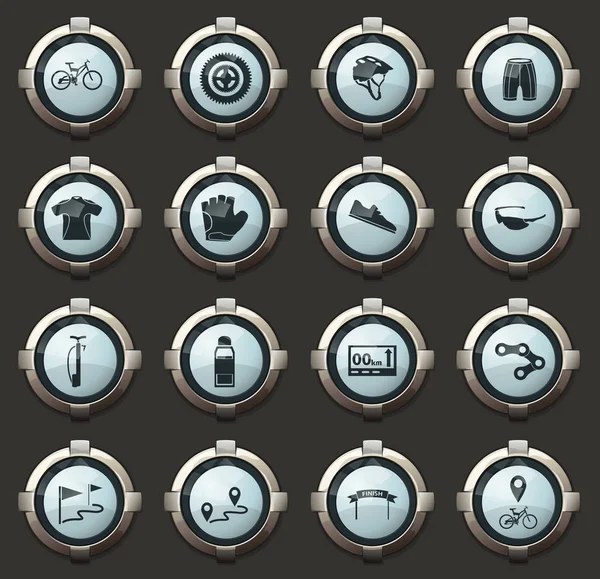 Fahrradsymbole Vektor Stylische Runde Tasten Für Mobile Anwendungen Und Web — Stockvektor