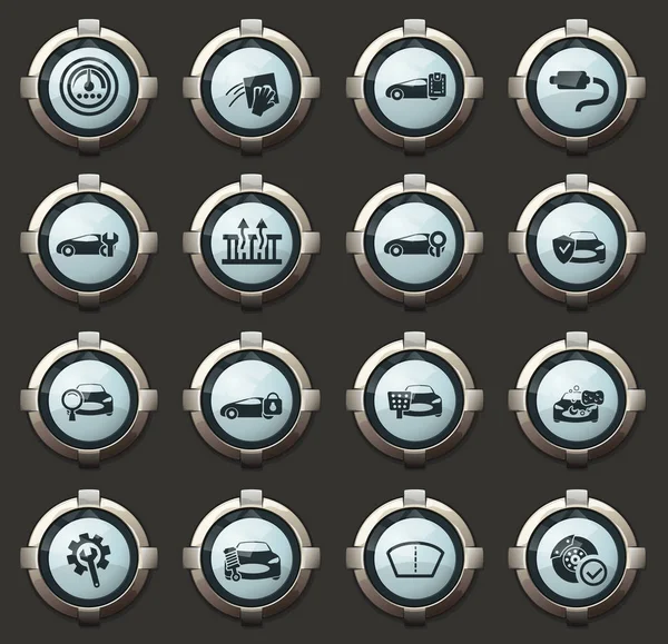 Car Shop Vector Stylish Buttons Mobile Applications Web — Stock Vector