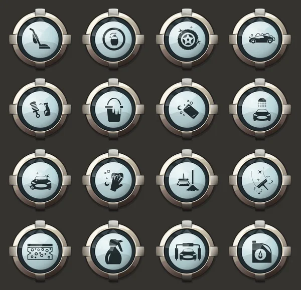 Biltvätt Vektor Eleganta Runda Knappar För Mobila Applikationer Och Web — Stock vektor