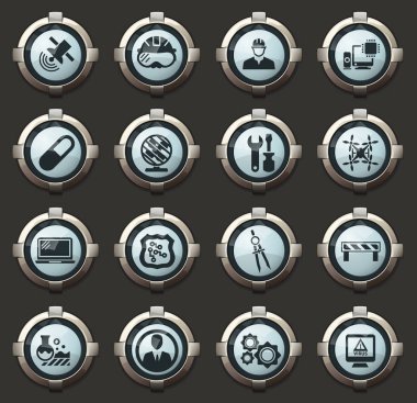 Mekanik vektör simgeler mobil uygulamalar ve web için şık yuvarlak düğmeleri Fakültesi