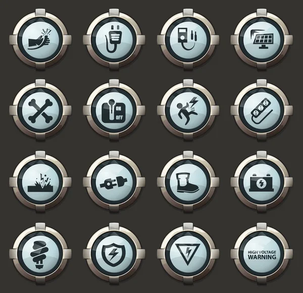 High Voltage Vector Icons Stylish Buttons Mobile Applications Web — Stock Vector