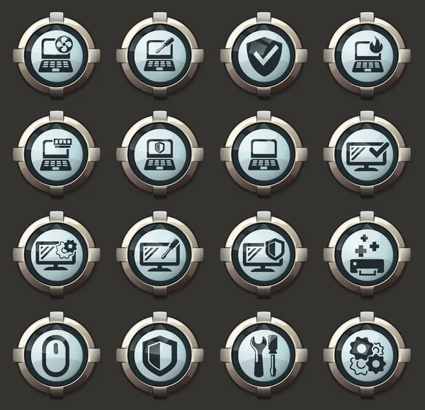 Repyer Diagnostics Computers Vector Icons Stylish Buttons Mobile Applications Web — Stock Vector