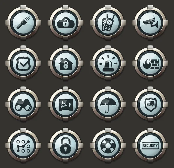 Security Protection Vector Icons Stylish Buttons Mobile Applications Web — Stock Vector