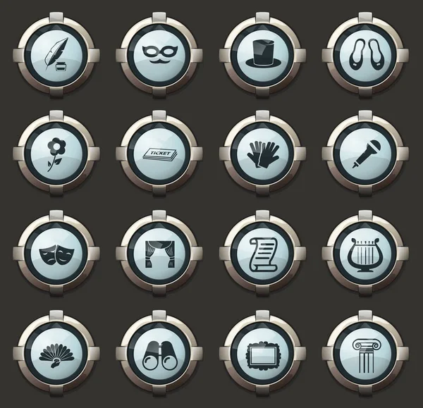 Teater Vector Ikoner Den Eleganta Runda Knappen För Mobila Applikationer — Stock vektor