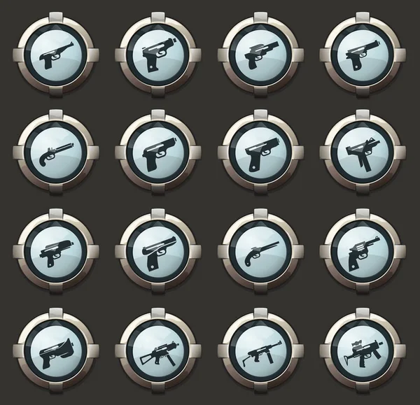 Iconos Vectoriales Armas Mano Los Elegantes Botones Redondos Para Aplicaciones — Vector de stock