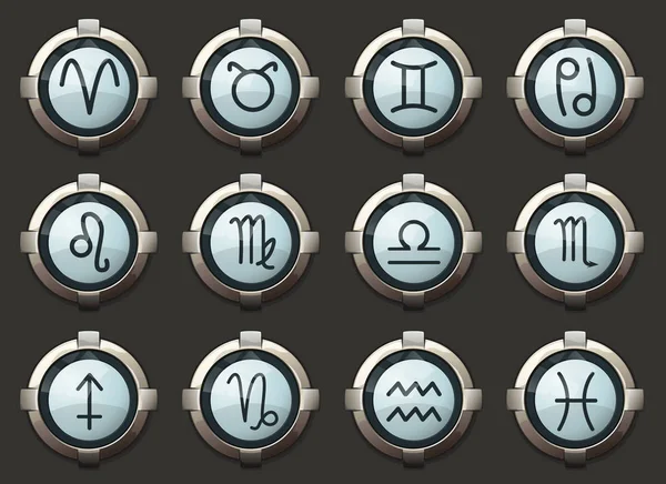 Zodyak vektör simgeler mobil uygulamalar ve web için şık yuvarlak düğmeleri