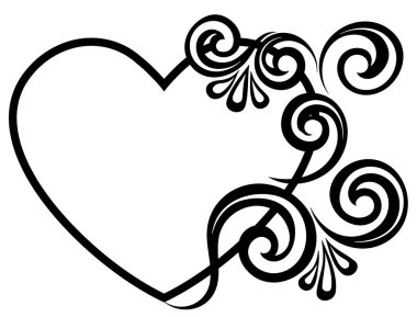 Kalp çiçek süsüyle süslenmiş. Sevgililer Günü tebrik kartı şablonu