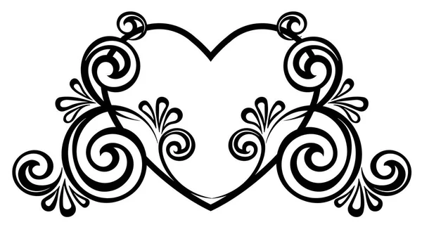 Srdce Zdobené Květinovou Ozdobou Šablona Pro Valentýnské Přání — Stockový vektor