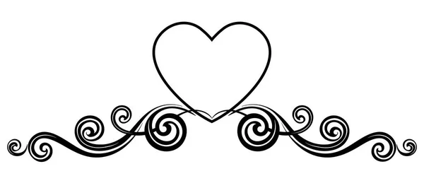 Herz Mit Blumenschmuck Verziert Vorlage Für Valentinstag Grußkarte — Stockvektor