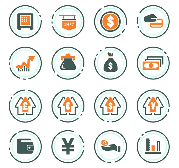 Conjunto de ícones de câmbio de moeda — Vetor de Stock