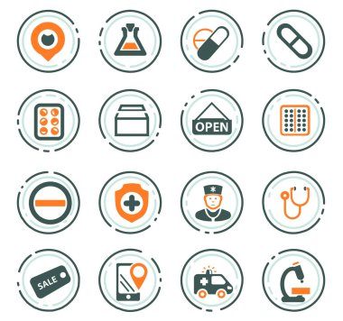 İlaç deposu Icons set