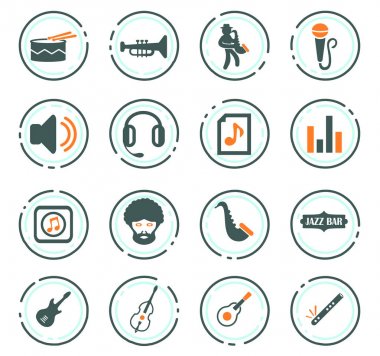 Caz ve Blues Icons set