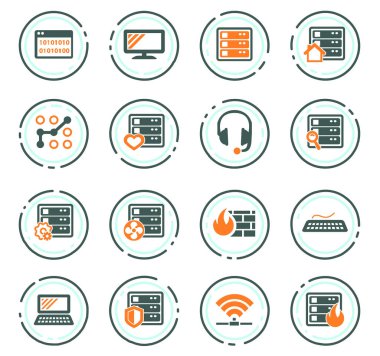 Internet, sunucu, ağ Icons set