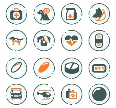 Hayvan hastalıklarıyla ilgili klinik Icons set