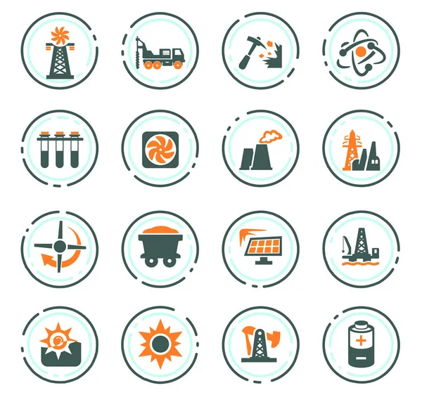 Conjunto de iconos de generación de energía de combustible — Archivo Imágenes Vectoriales