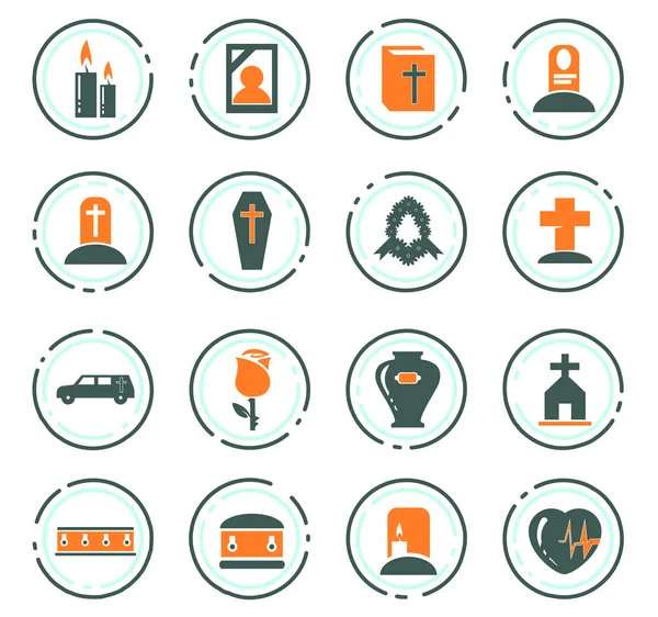 Begrafenis dienst icons set — Stockvector