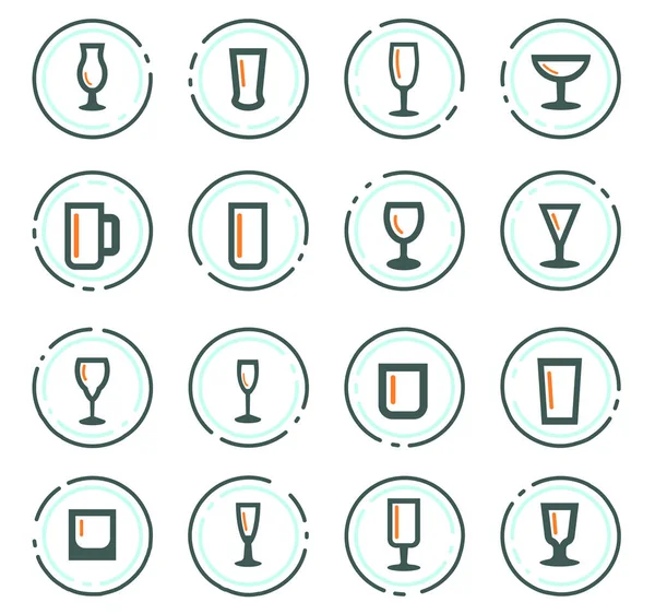 Conjunto de iconos de vasos y copas — Vector de stock