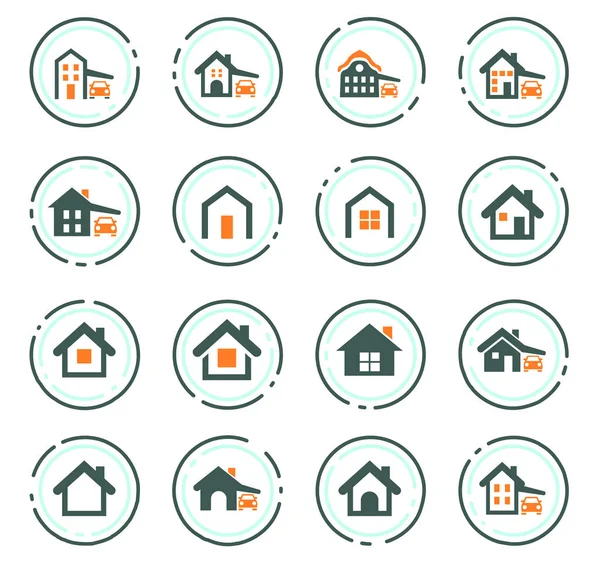 House type icon set — Stock Vector