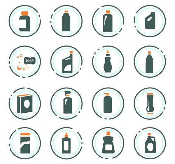 Conjunto de ícones de produtos químicos domésticos —  Vetores de Stock